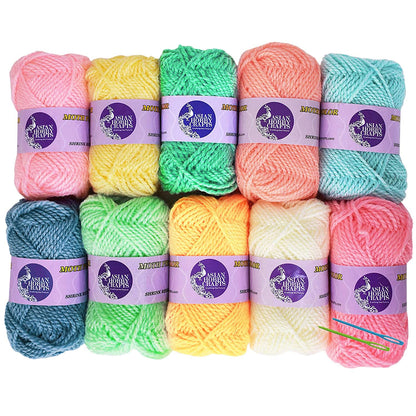 Wool Yarn Pastel Colors Pack of 10