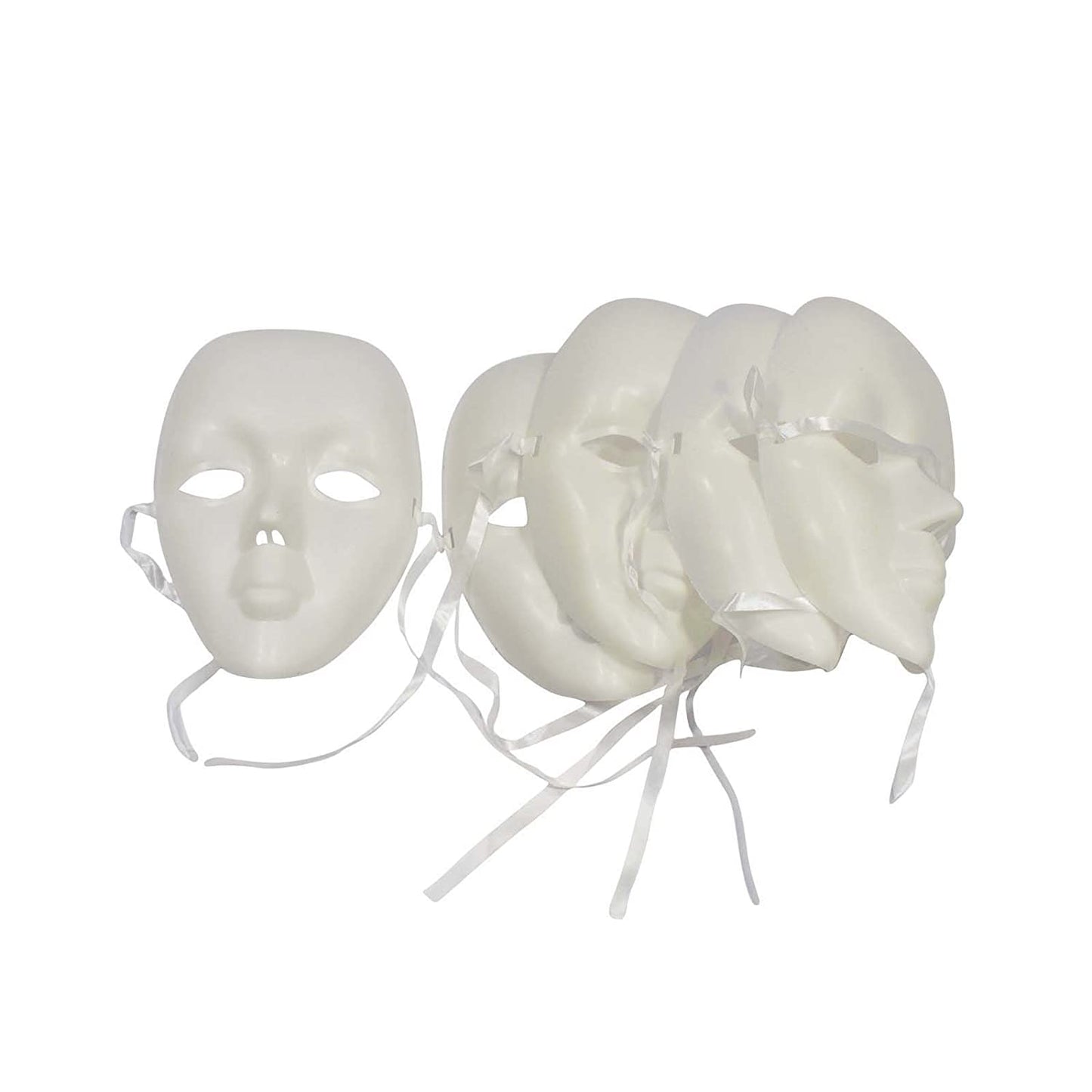 Plastic White Masks for Crafts and Party, Pack of 5 Masks, Standard Size