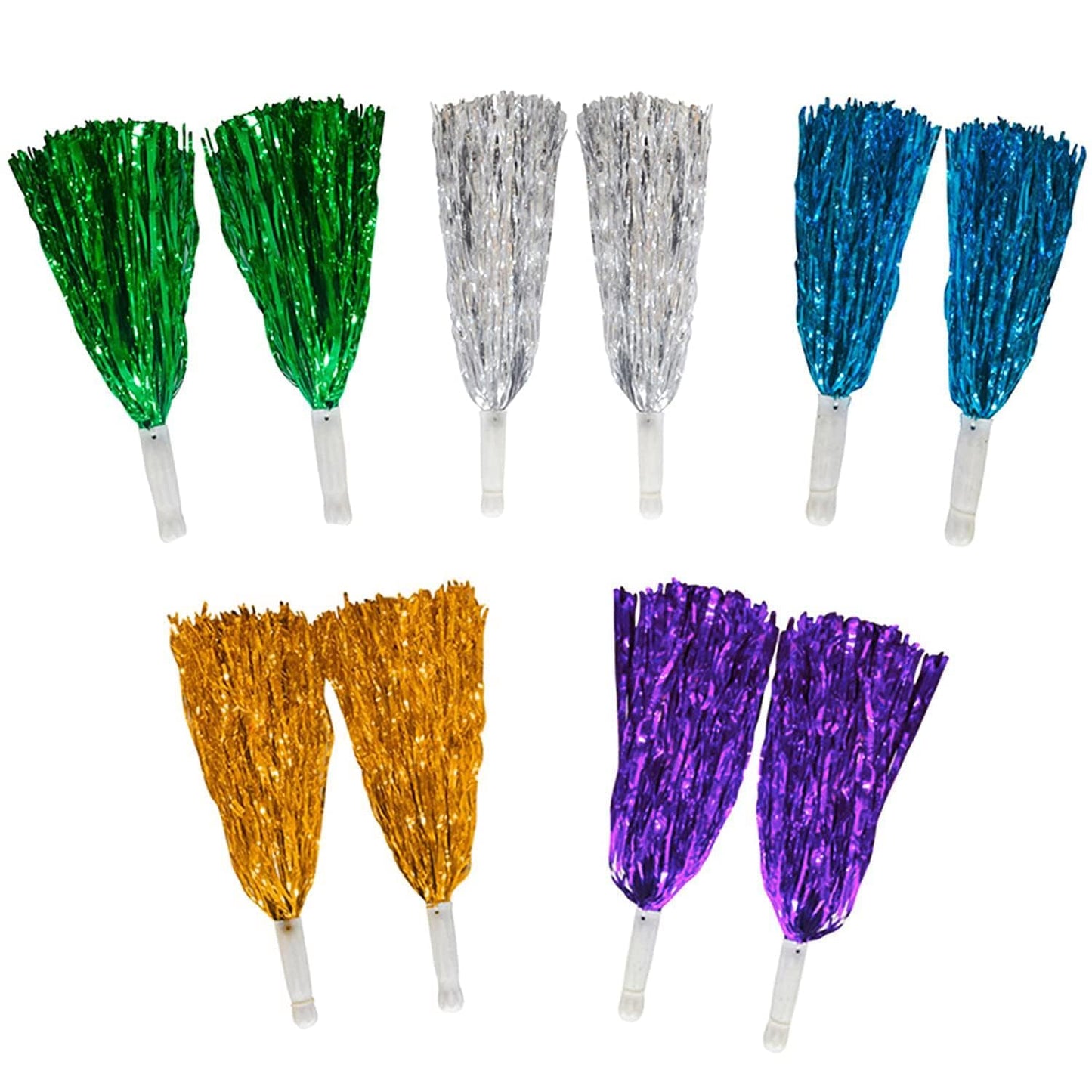 Plastic Pom Poms for Cheerleading, Multicolour, 10-inch, Pack of 10