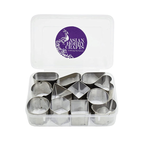 Stainless Steel Mini Cookie Cutte, Set of 12 Pieces Multiple Designs