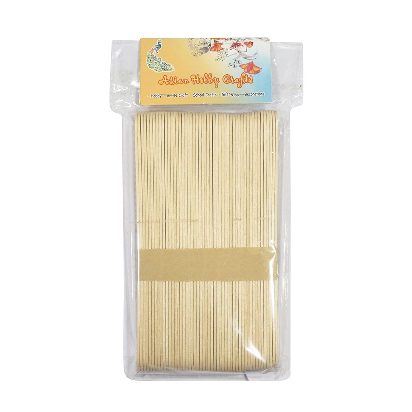 Wooden Ice Cream Sticks Pack of 50, Natural Color, Size - 15 CM