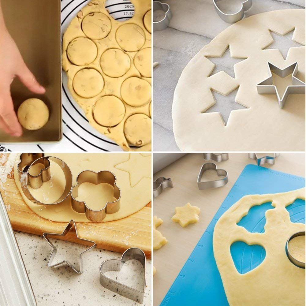 Stainless Steel Mini Cookie Cutte, Set of 12 Pieces Multiple Designs