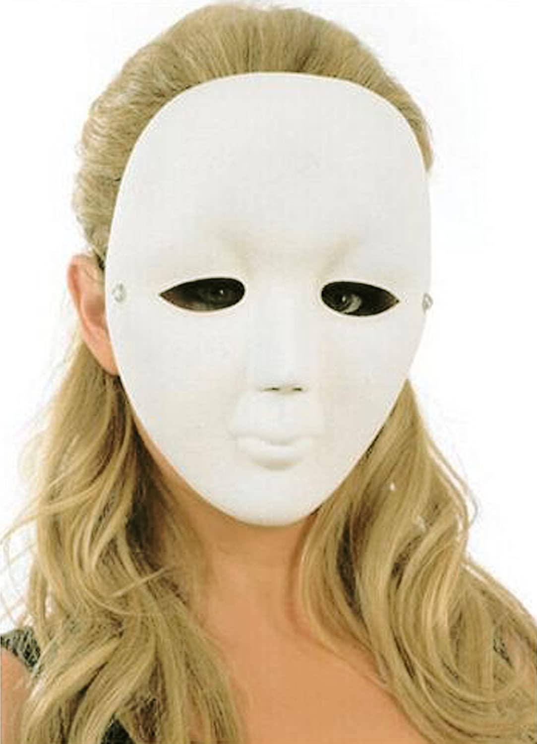 Plastic White Masks for Crafts and Party, Pack of 5 Masks, Standard Size