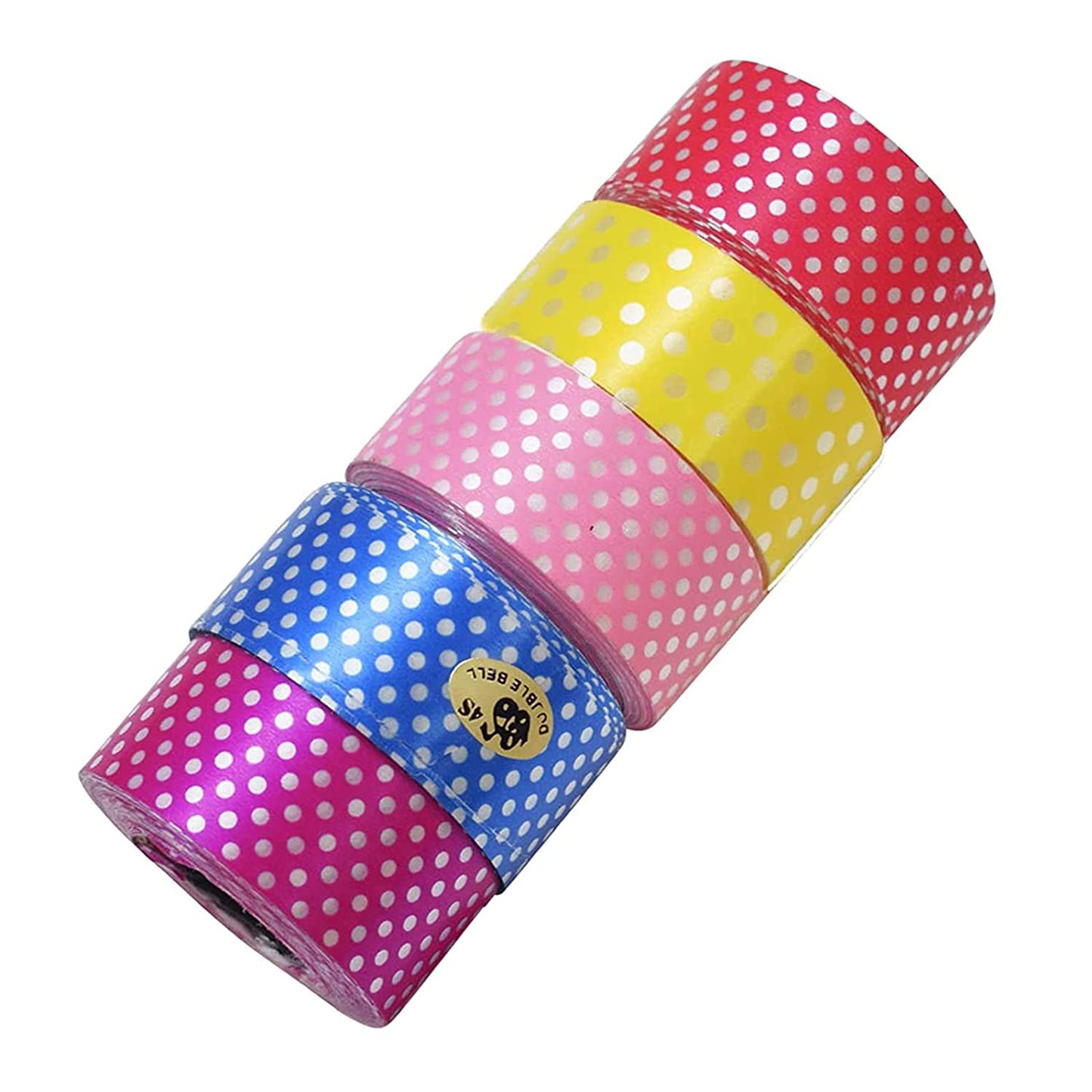 Dotted Plastic Curling Ribbon, 1 Inch 15 Meter Length Each, Pack Multi color