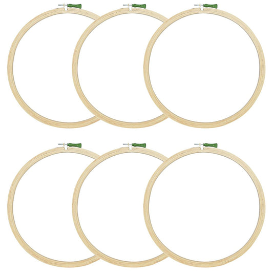 Wooden Embroidery Hoop Ring Frame w/ Plastic Key Pack of 6 Pieces