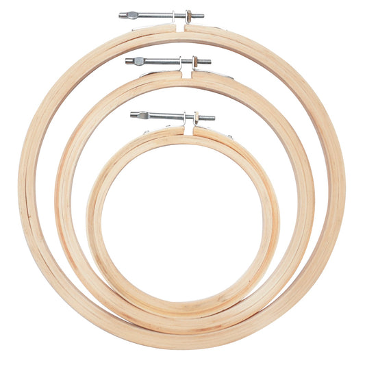 Wooden Embroidery Hoop Combo 5,7,9 Inches Pack of 3 with Iron Key