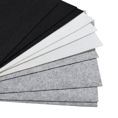 Felt Sheets A4 Size Pack of 10 Sheets Assorted Quantity (Grey, White and Black)