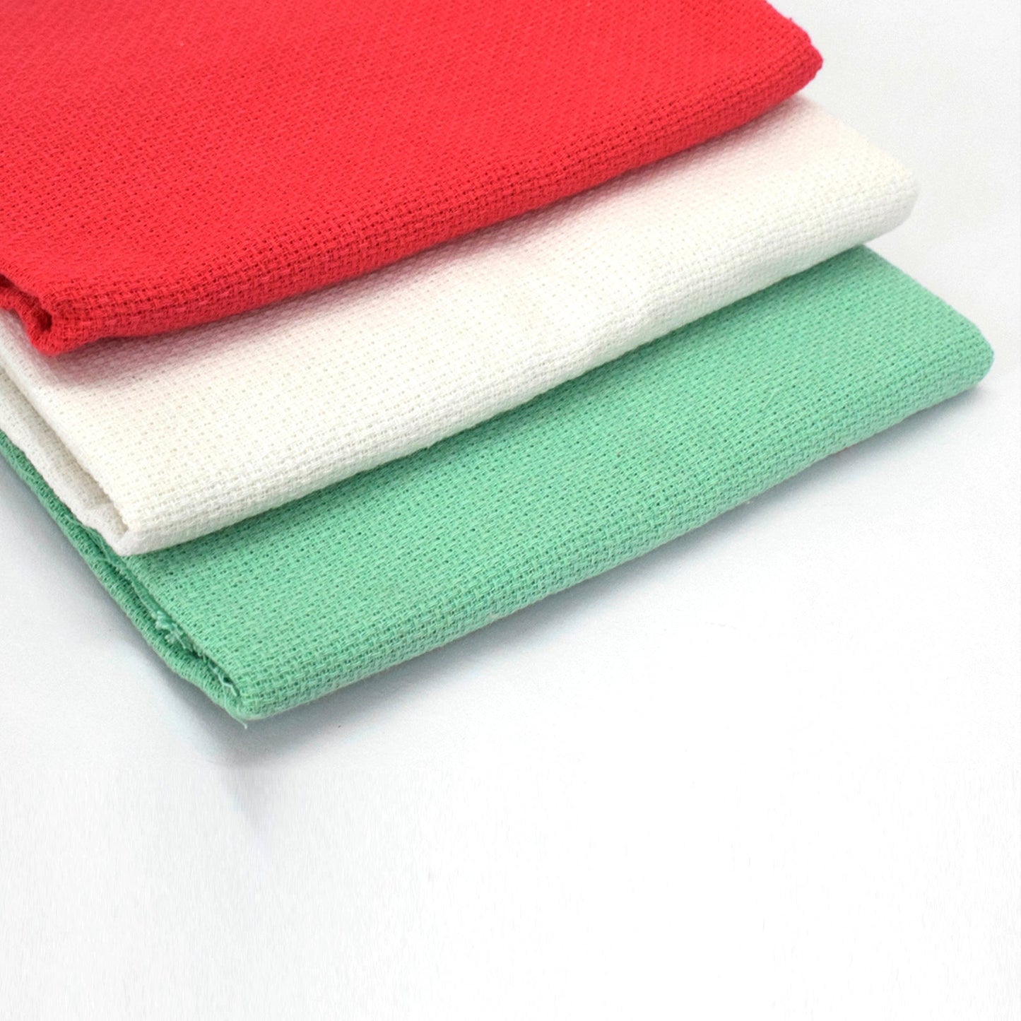 Matty Fabric Combo of 3 White, Teal and Red 16x20 Inch
