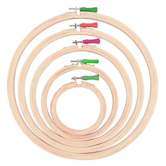Wooden Embroidery Hoop Combo 5,6,8,10,12 Inch, Pack of 5
