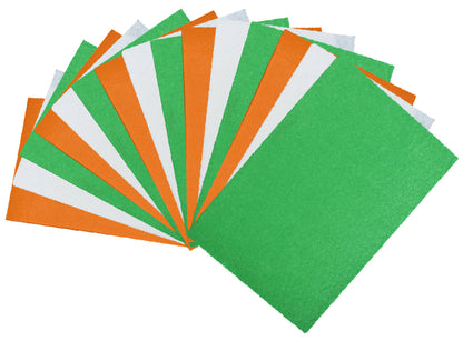 Tri-color A4 Felt Sheets Sheets Pack of 15 (Saffron, White and Green)